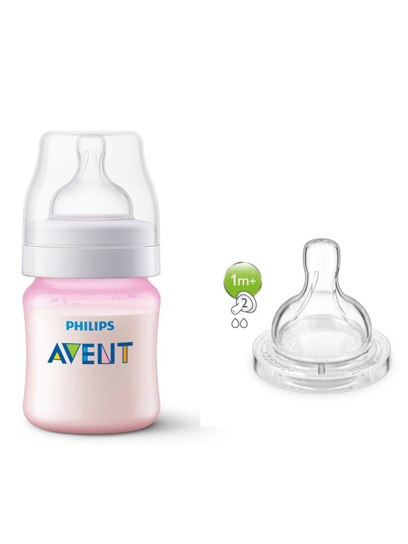 Mamadeira-Avent-Anti-colic-125ml-bico-N2-Rosa