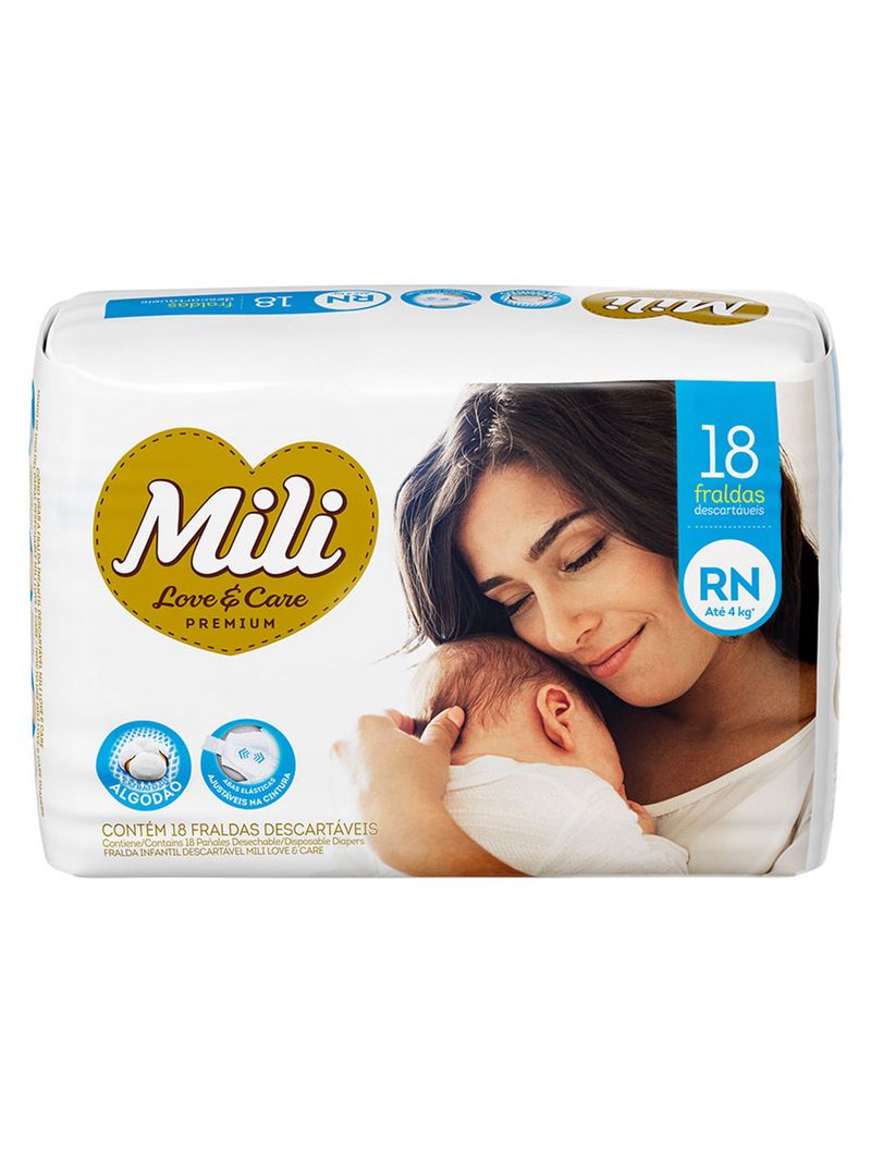 Fralda-Mili-Love-E-Care-Premium-Com-18-Tamanho-Rn-Jumbo