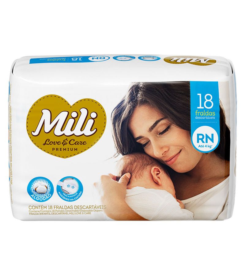Fralda-Mili-Love-E-Care-Premium-Com-18-Tamanho-Rn-Jumbo