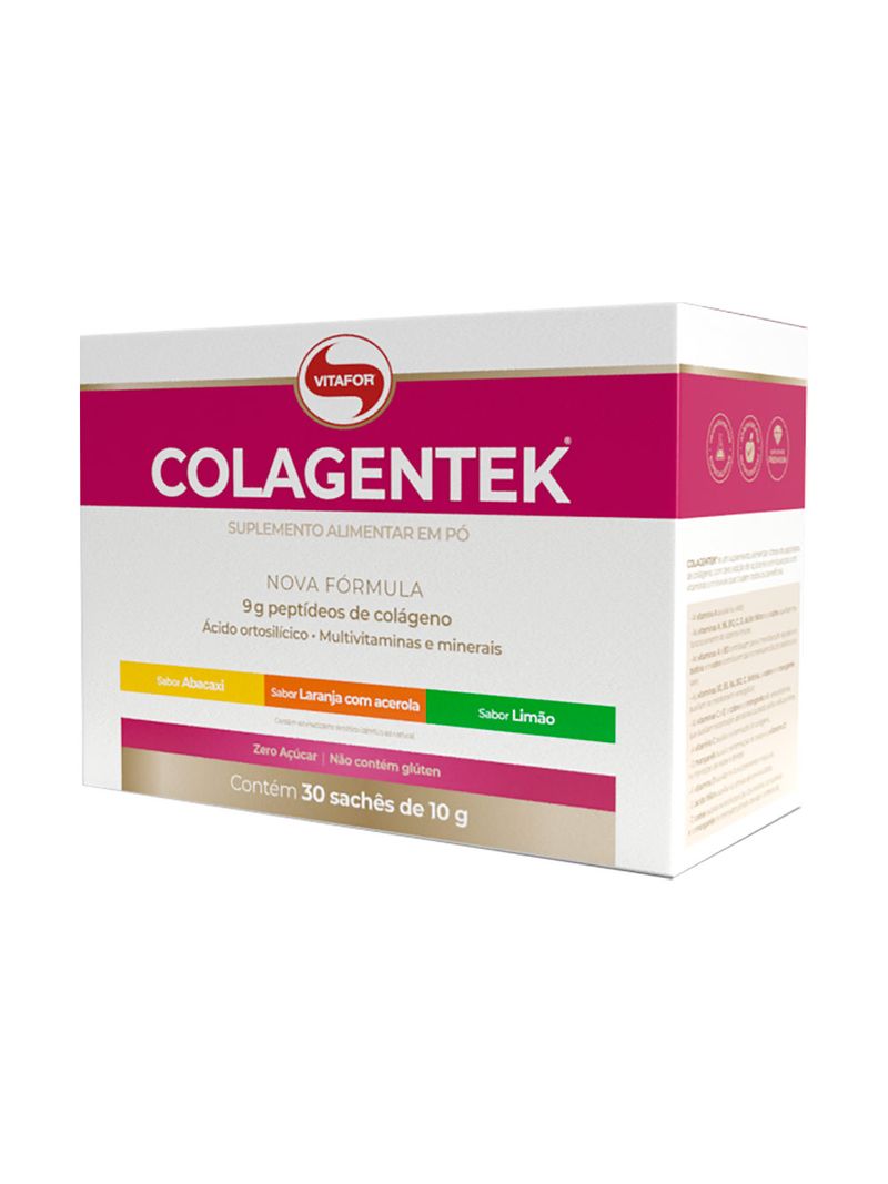 Colagentek-Vitafor-Com-30-X-10-Gramas-Sache-Abacaxi-Laranja-Com--Acerola-Limao