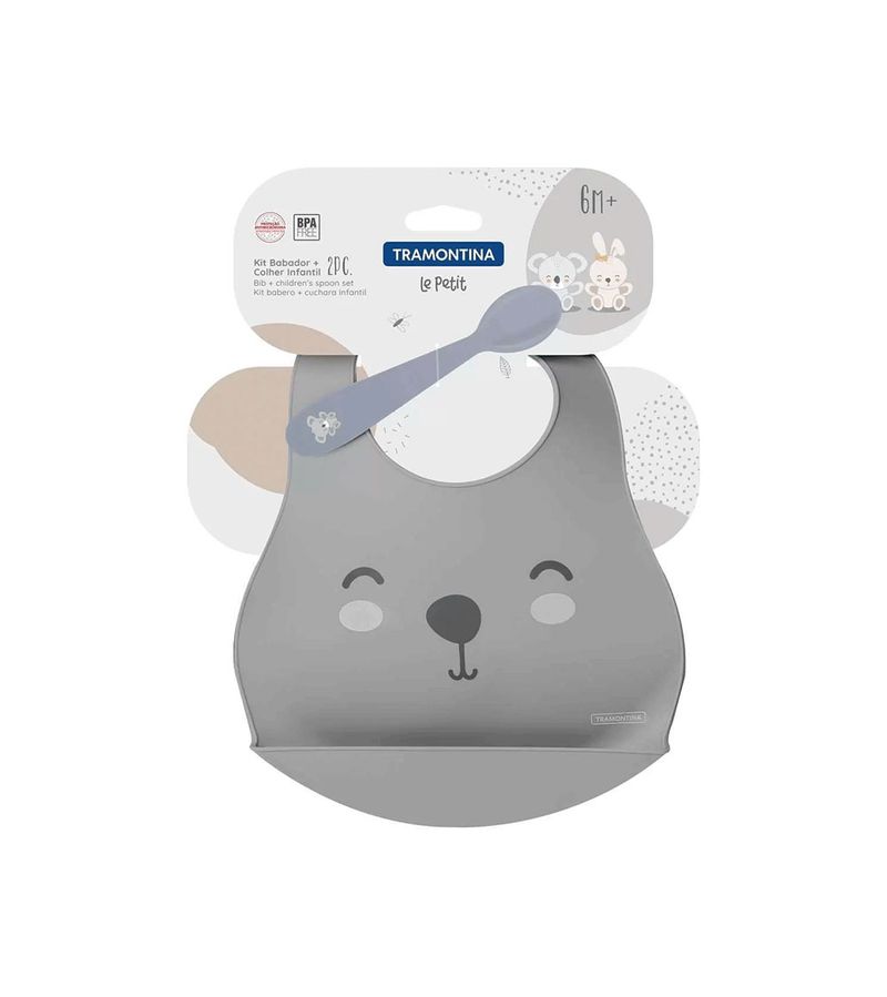 Babador---Colher-Le-Petit-Tramontina-Cinza-Para-Idade--6-Meses