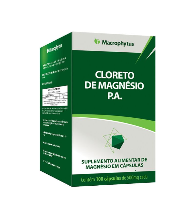 Cloreto-De-Magnesio-P.a-Macrophytus-Com-100-Capsulas-500mg