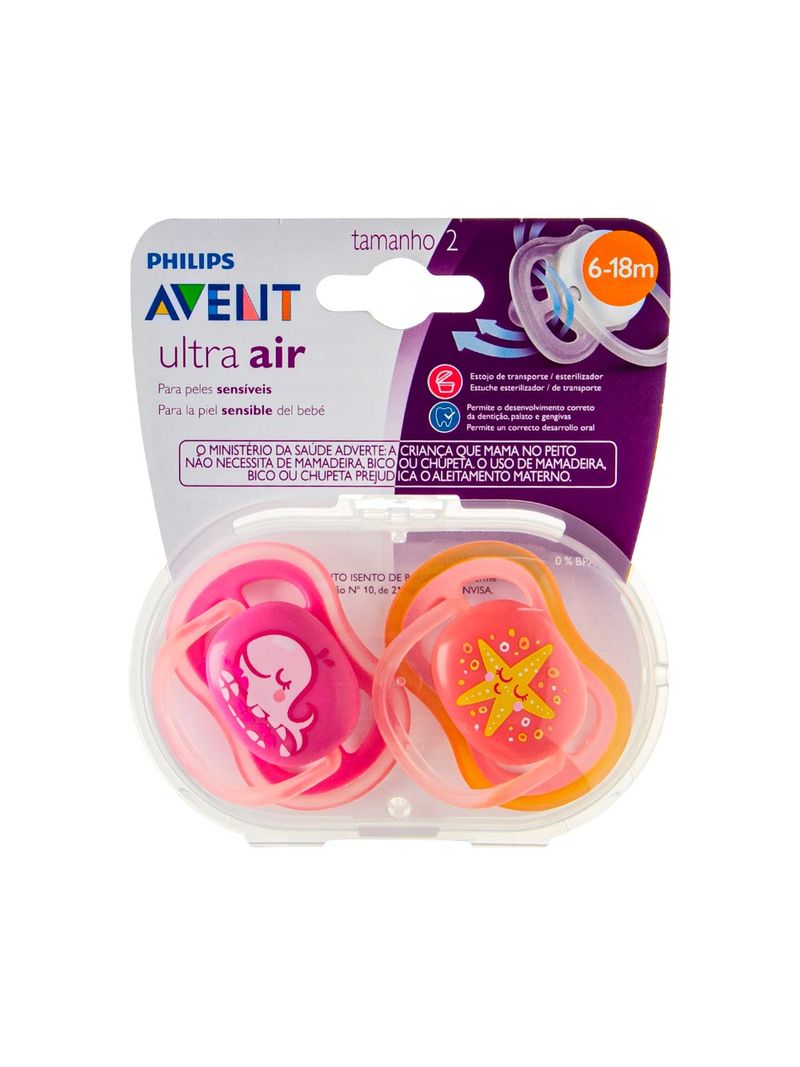 Chupeta-Avent-Ultra-Air-Com-2-Baleia-estrela-6-18-Meses