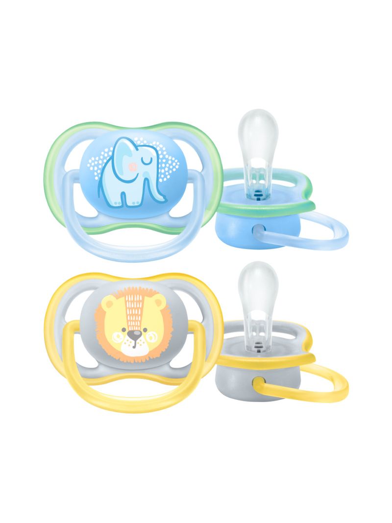 Chupeta-Avent-Ultra-Air-Com-2-Elefante-leao-0-6-Meses
