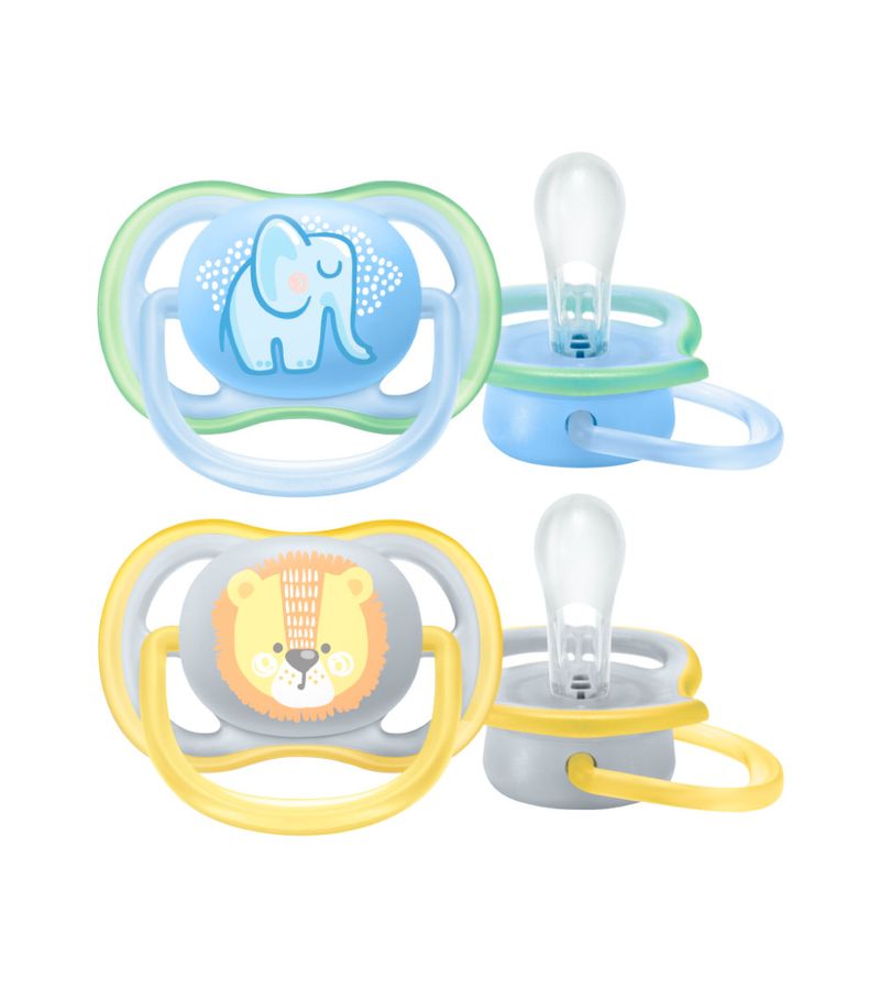Chupeta-Avent-Ultra-Air-Com-2-Elefante-leao-0-6-Meses