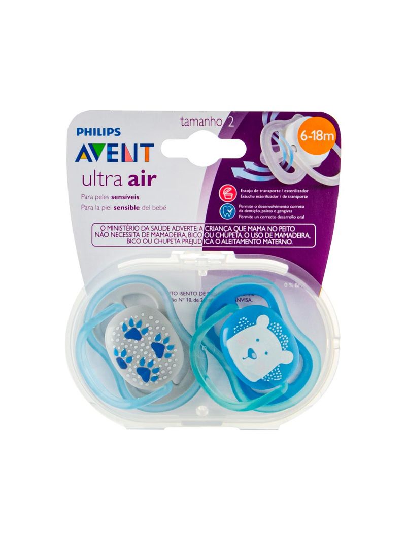 Chupeta-Avent-Ultra-Air-Com-2-Pata-urso-6-18-Meses