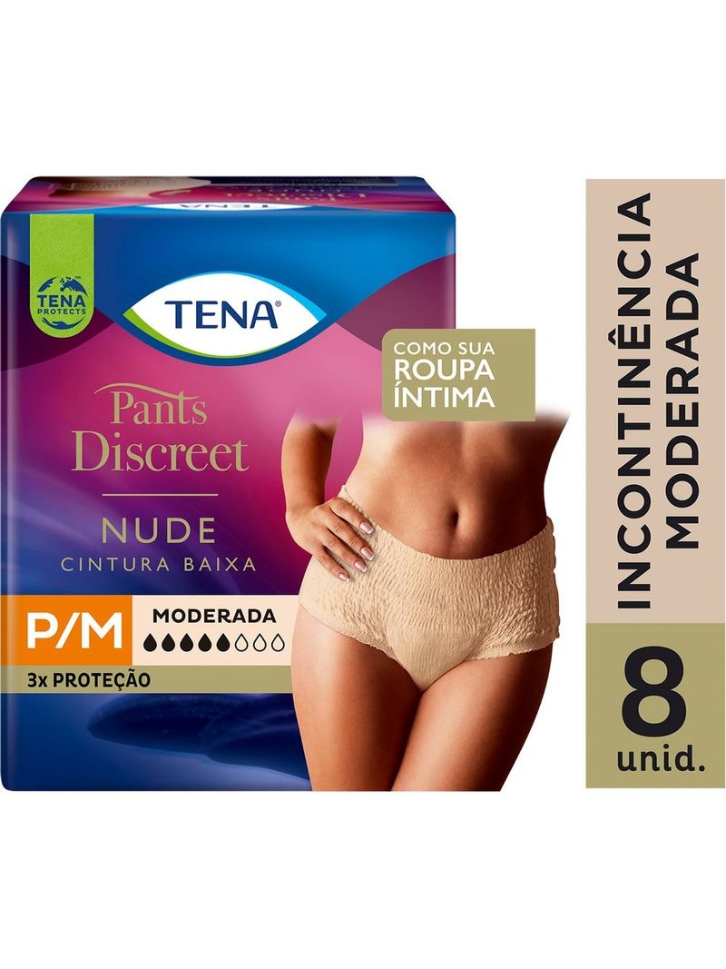 Calcinha-Descartavel-Tena-Pants-Discreet-Nude-P-m-Com-8-Unidades
