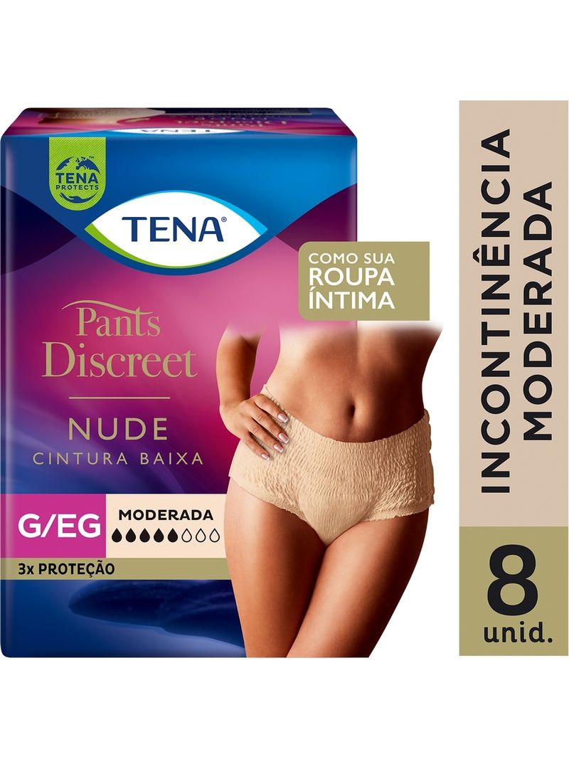 Calcinha-Descartavel-Tena-Pants-Discreet-Nude-G-eg-Com-8-Unidades