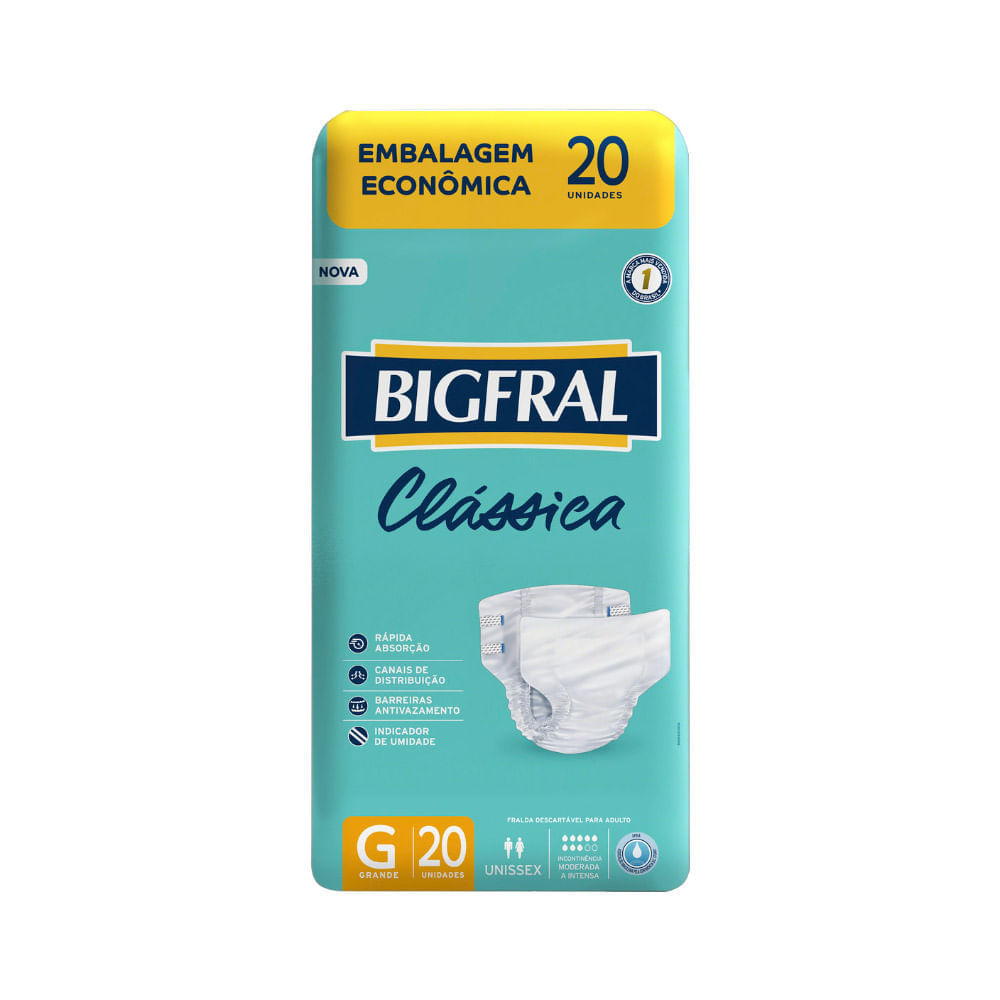FRALDA BIGFRAL GERIATRICA CLASSICA C/20 TAM.G - Drogaria Catarinense