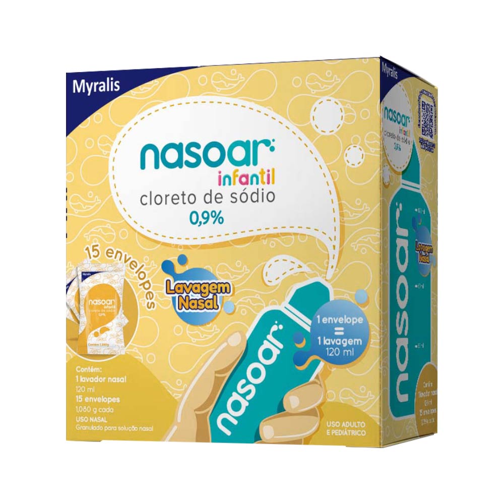 Nasoar Infantil Com 15 Envelopes 0,9% + Aplicador - Drogaria
