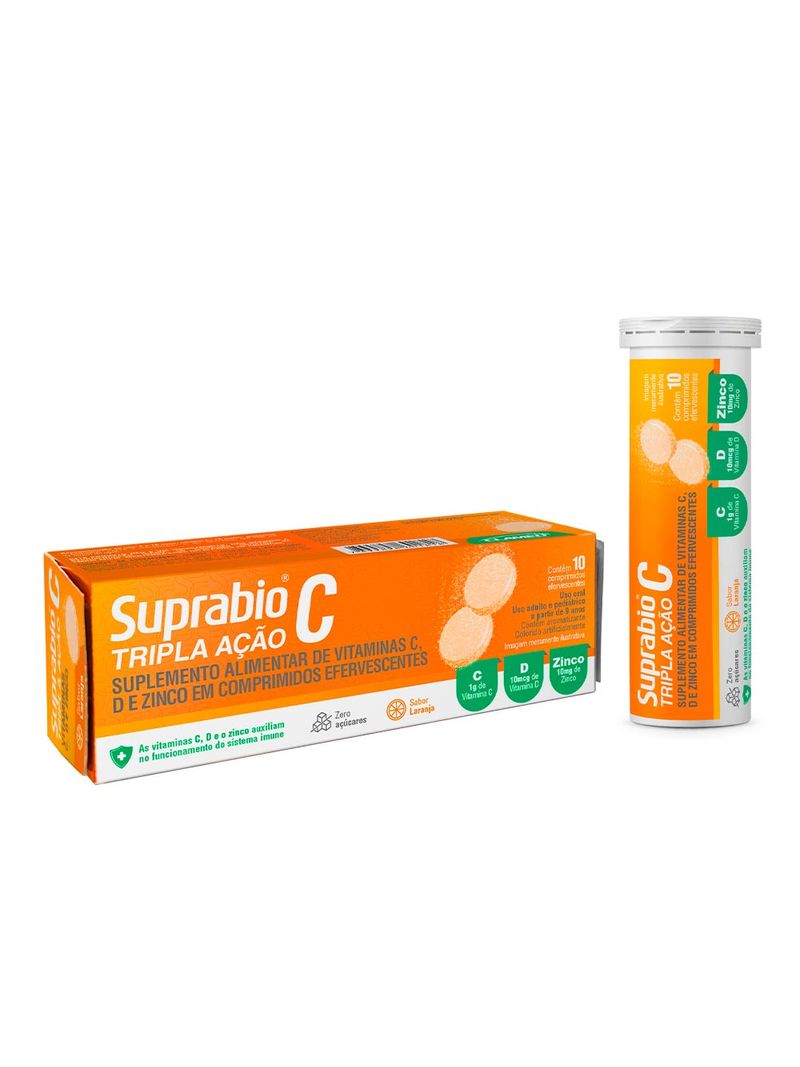 Suprabio-C-Tripla-Acao-Com-10-Comprimidos-Efervescentes-1g-Laranja