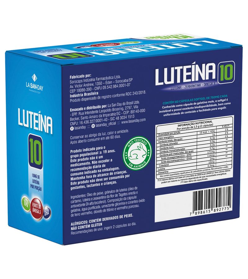 Luteina-La-San-Day-750mg-Com-60-Capsulas