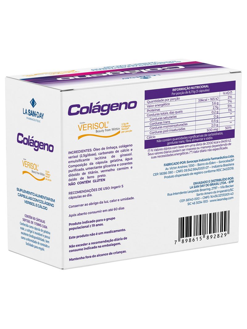 Colageno-Lasanday-Verisol-1750mg-Com-60-Capsulas