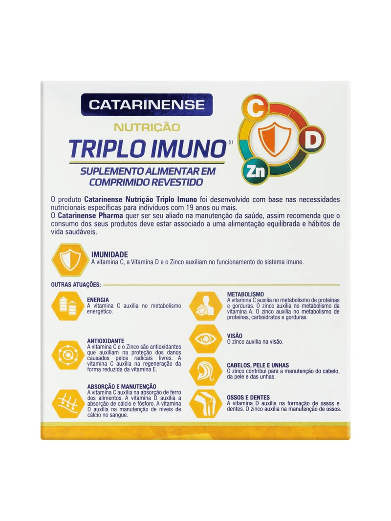 Triplo-Imuno--vitamina-C-Vitamina-D-E-Zinco---30-Comprimidos--Catarinense-Nutricao