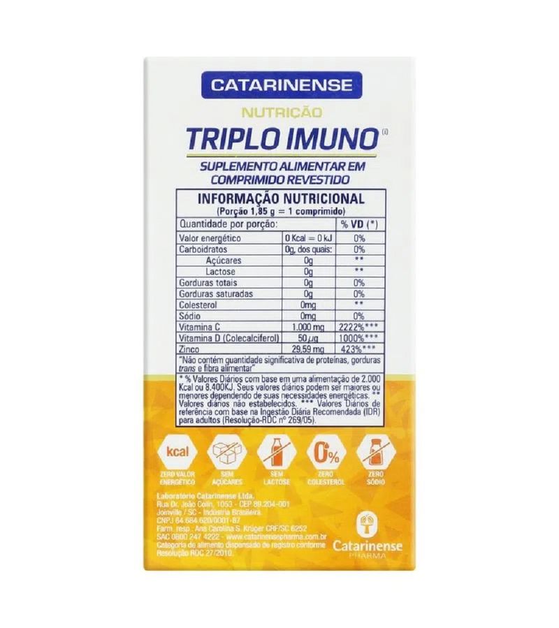 Triplo-Imuno--vitamina-C-Vitamina-D-E-Zinco---30-Comprimidos--Catarinense-Nutricao