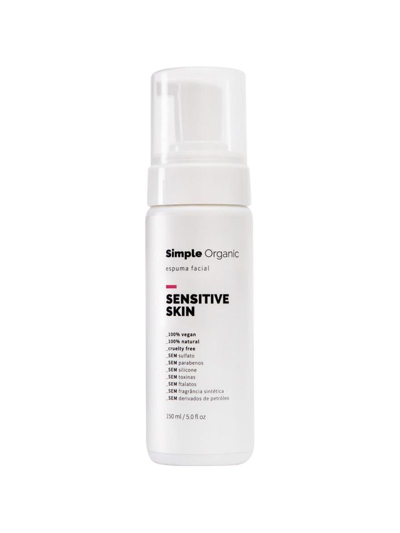 Espuma-Para-Limpeza-Simple-Organic-150ml-Sensitive-Skin