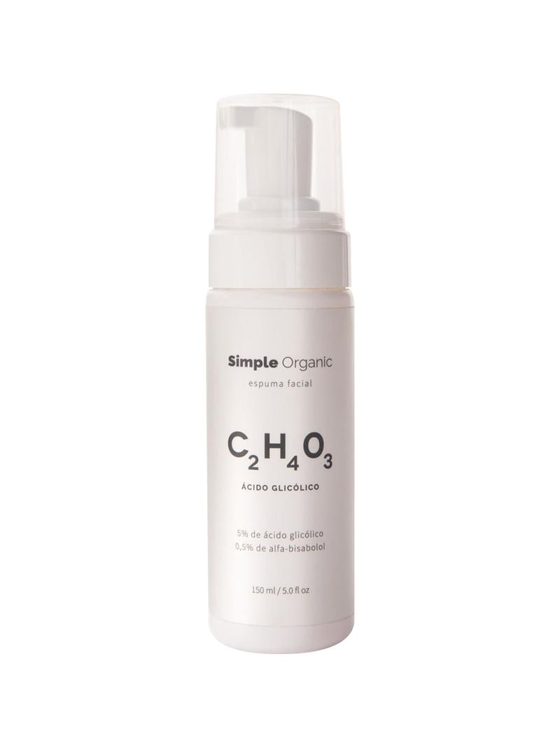 Espuma-Para-Limpeza-Simple-Organic-150ml-Acido-Glicolico