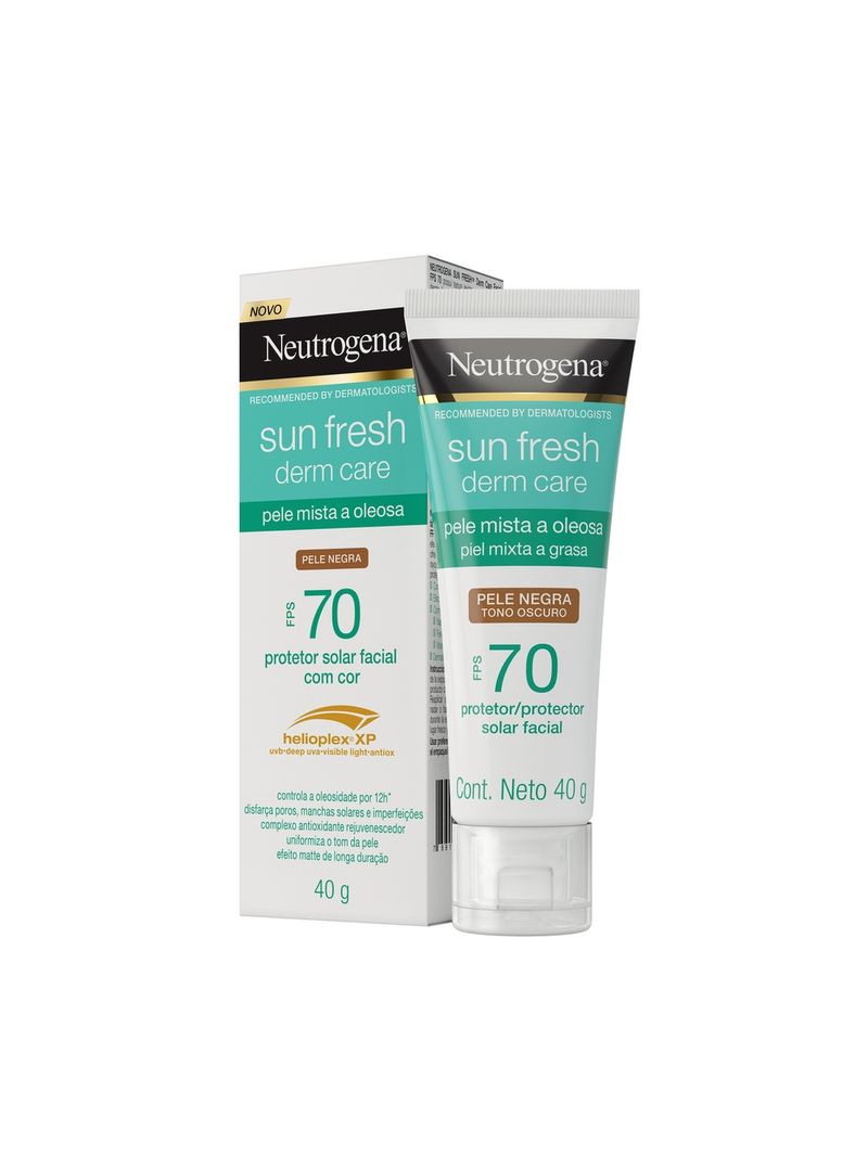 Protetor-Solar-Facial-Neutrogena-Sun-Fresh-Derm-Care-Fps70-40g-Pele--Negra-Mista-A-Oleosa