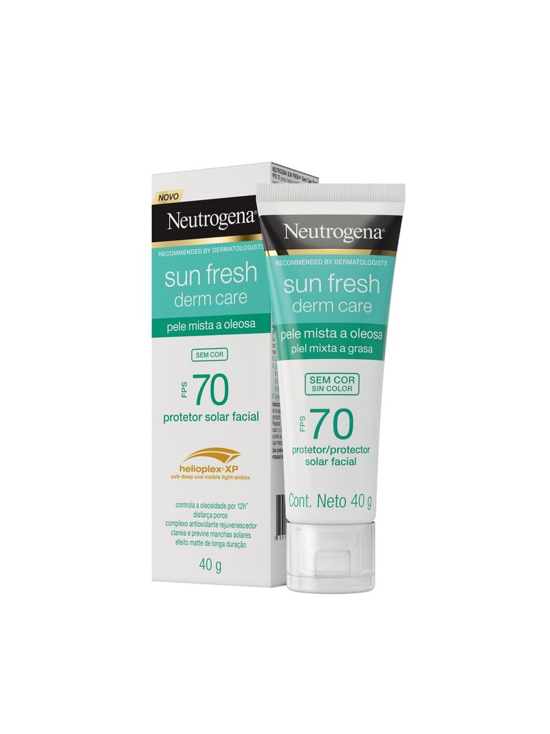 Protetor-Solar-Facial-Neutrogena-Sun-Fresh-Derm-Care-Fps70-40g-Sem-Cor--Pele-Mista-A-Oleosa