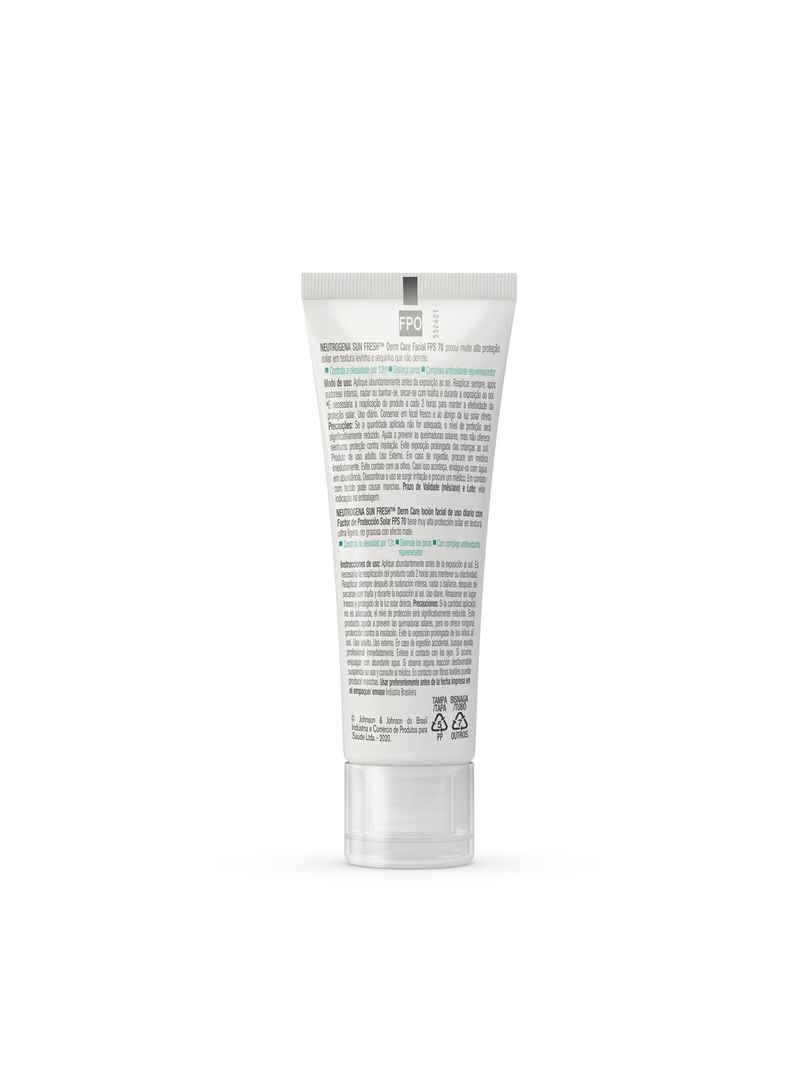 Protetor-Solar-Facial-Neutrogena-Sun-Fresh-Derm-Care-Fps70-40g-Sem-Cor--Pele-Mista-A-Oleosa