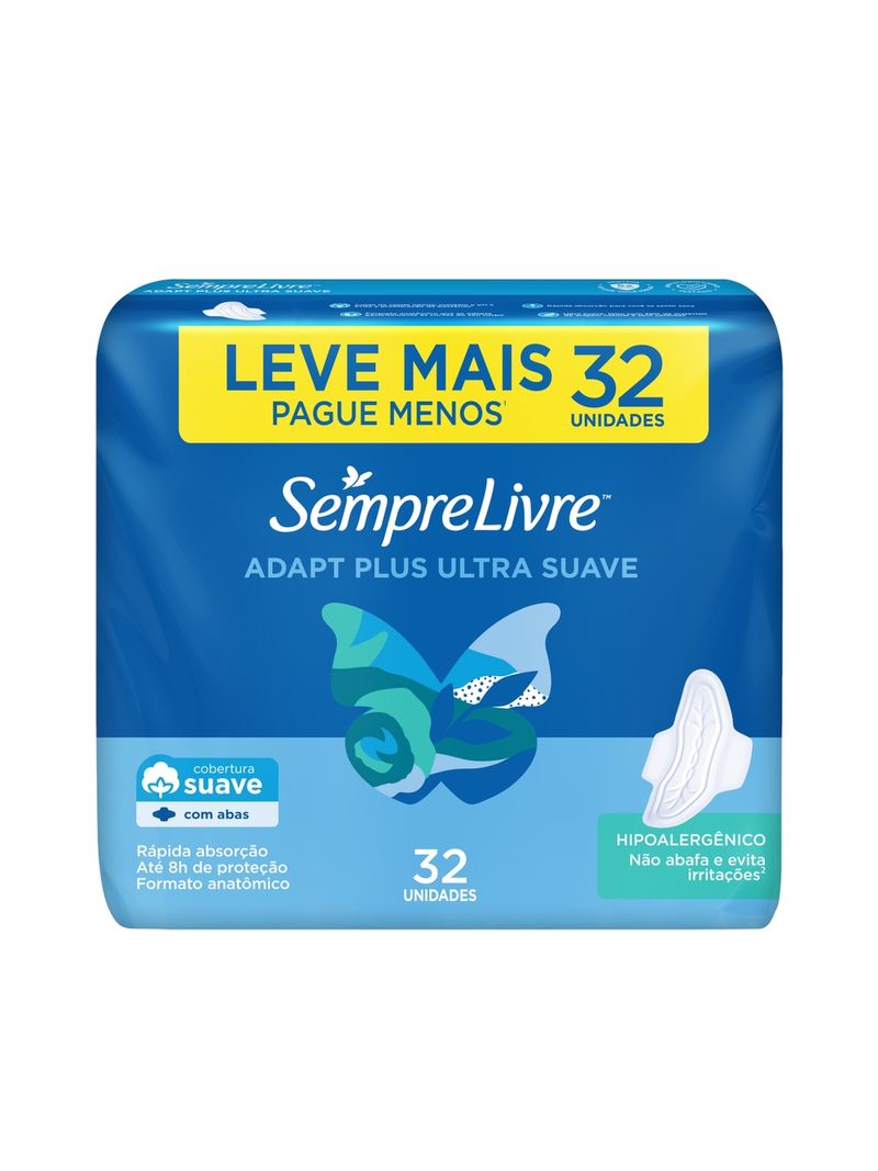 Absorvente-Sempre-Livre-Adapt-Plus-Suave-Com-Abas-32-Unidades