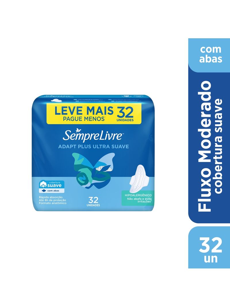Absorvente-Sempre-Livre-Adapt-Plus-Suave-Com-Abas-32-Unidades