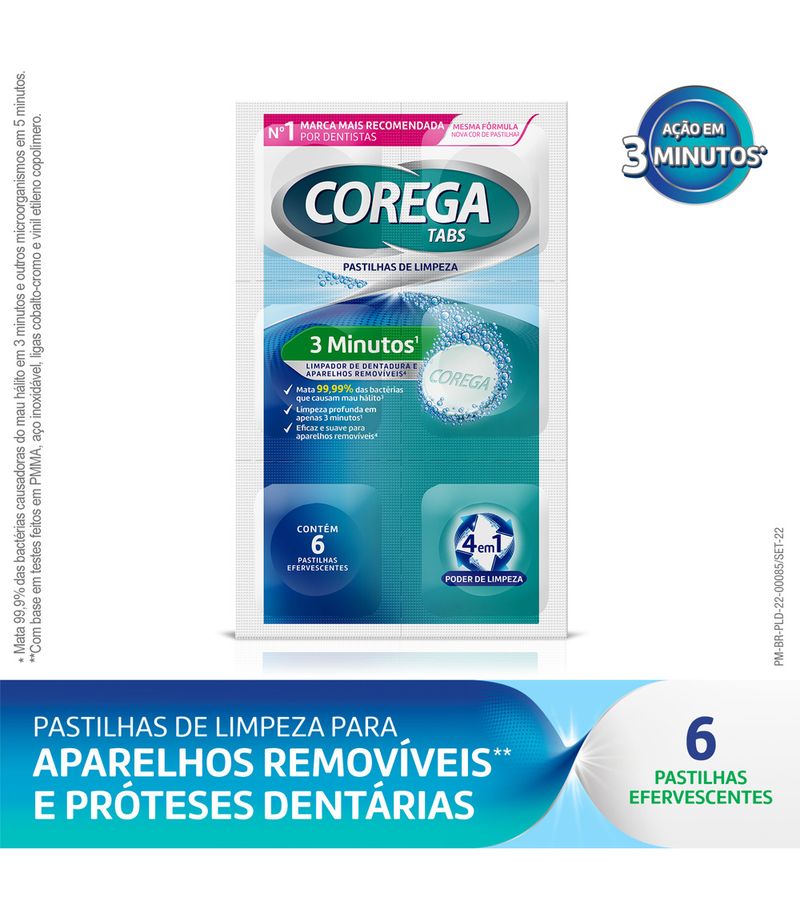 Limpador-De-Dentatura-E-Aparelhos-Removiveis-Corega-Tabs-Com-6-Pastilhas--Efervescentes-3-Minutos