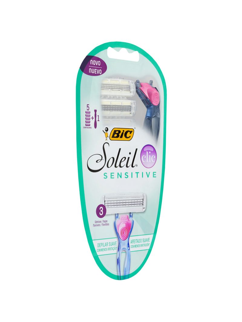 Aparelho-lamina-Bic-Soleil-Clic-Com-1-Aparelho---5-Cartuchos-Sensitive