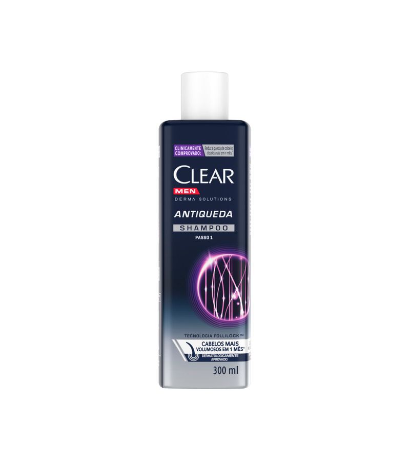 Shampoo-Clear-Men-Derma-Solutions-Antiqueda-300ml-Passo-1