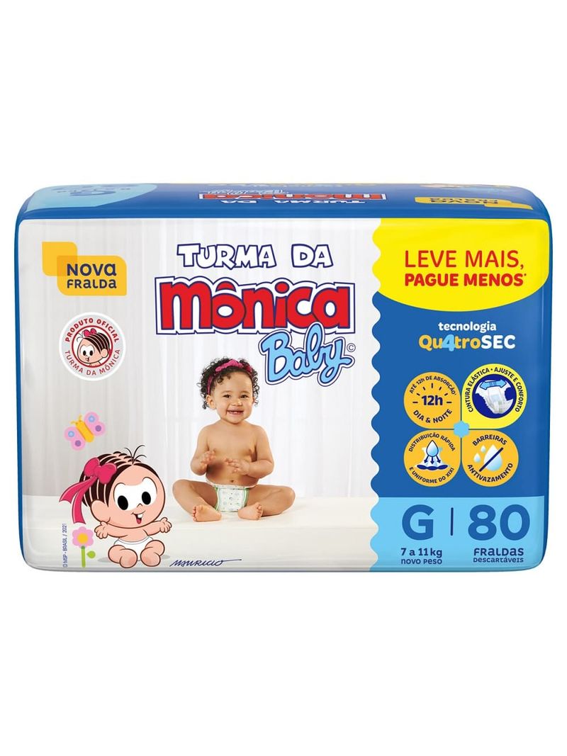 Fralda-Turma-Monica-Baby-Com-80-Leve---Pague---Tamanho-G-Especial