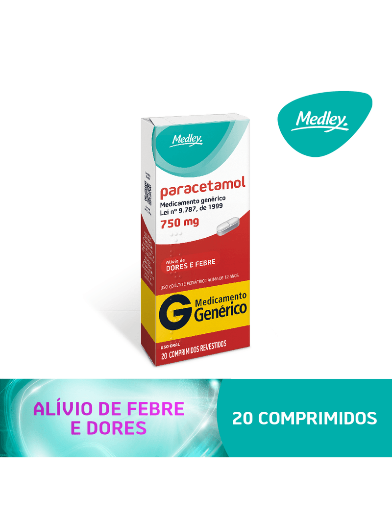 Paracetamol-Medley-750mg-Com-20-Comprimidos