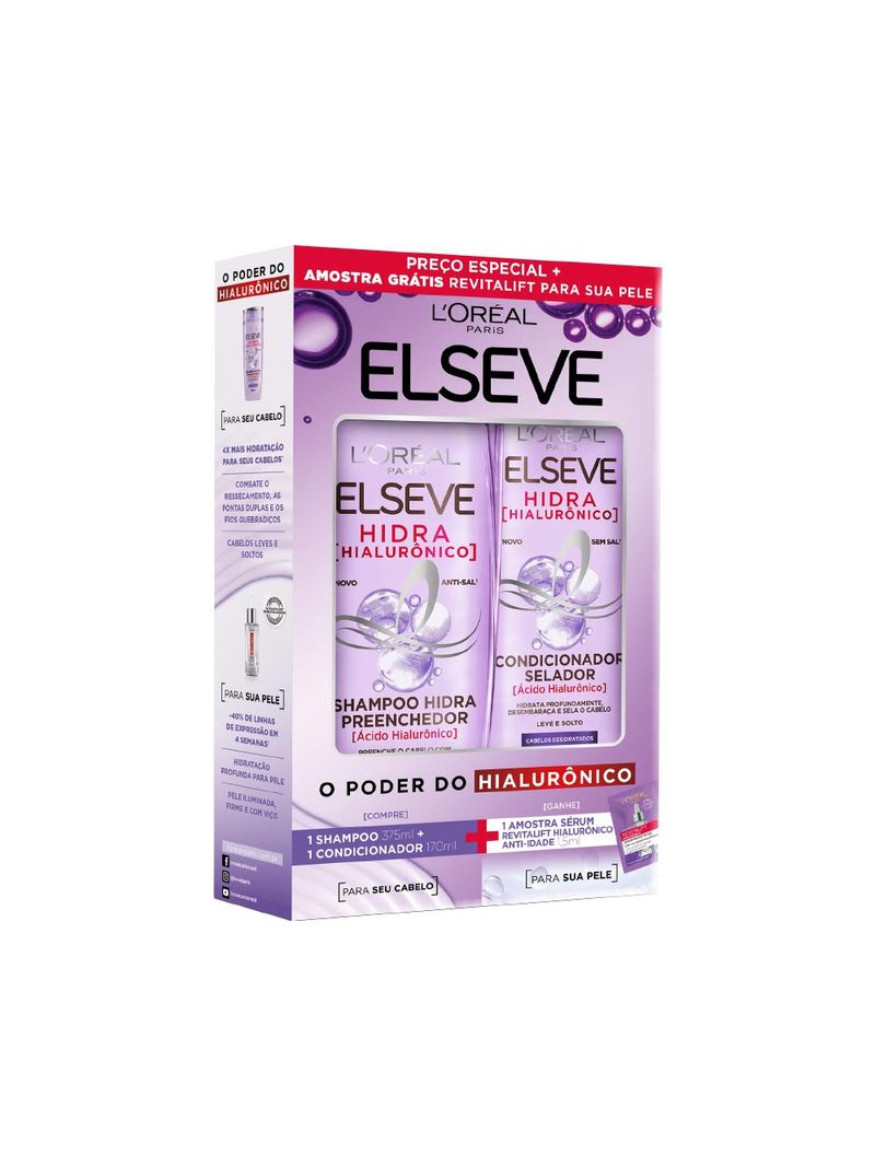 Shampoo---Condicionador-Elseve-375-170ml-Hidra-Hialuronico---Amostra--Serum-Revitalift-Especial