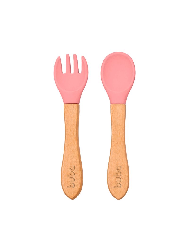Colher---Garfo-Silicone-E-Bambu-Buba-Rosa