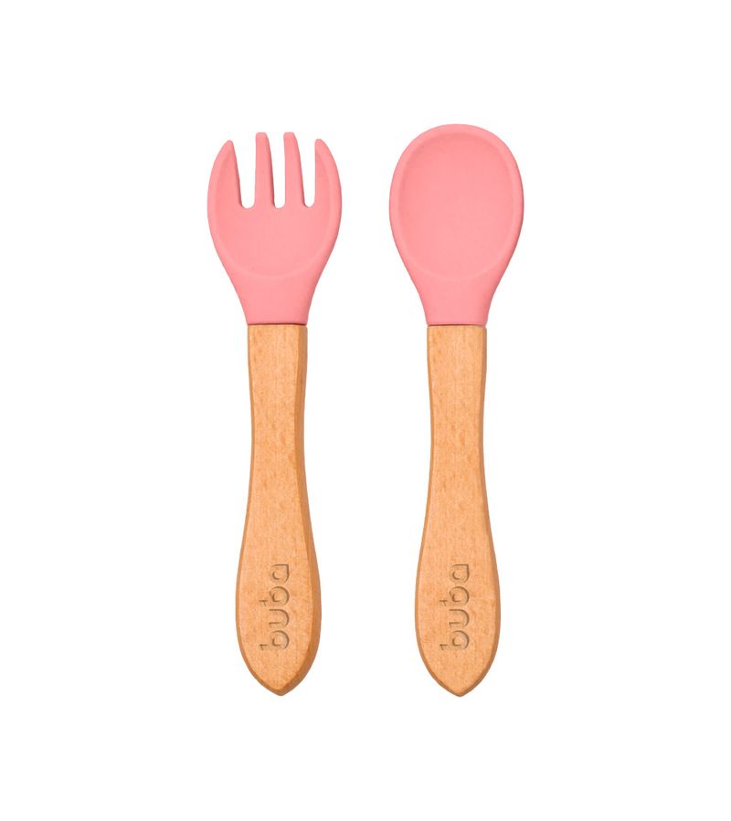 Colher---Garfo-Silicone-E-Bambu-Buba-Rosa