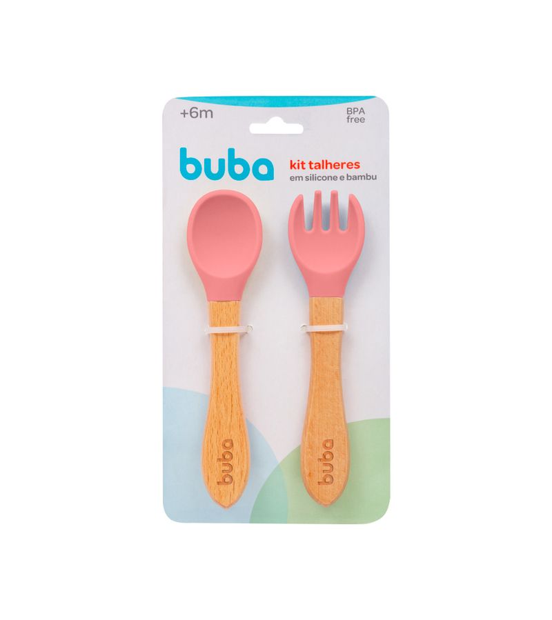Colher---Garfo-Silicone-E-Bambu-Buba-Rosa