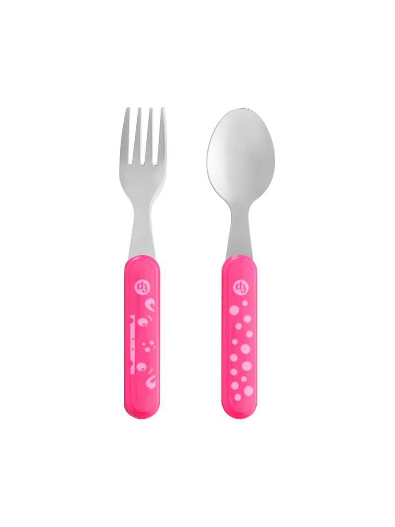 Colher-garfo-Aco-Inox-Fisher-Price-Rosa