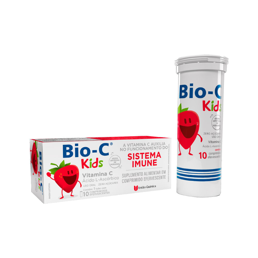 BIO C SISTEMA IMUNE KIDS COM 10 COMPRIMIDOS EFERVESCENTE MORANGO ...