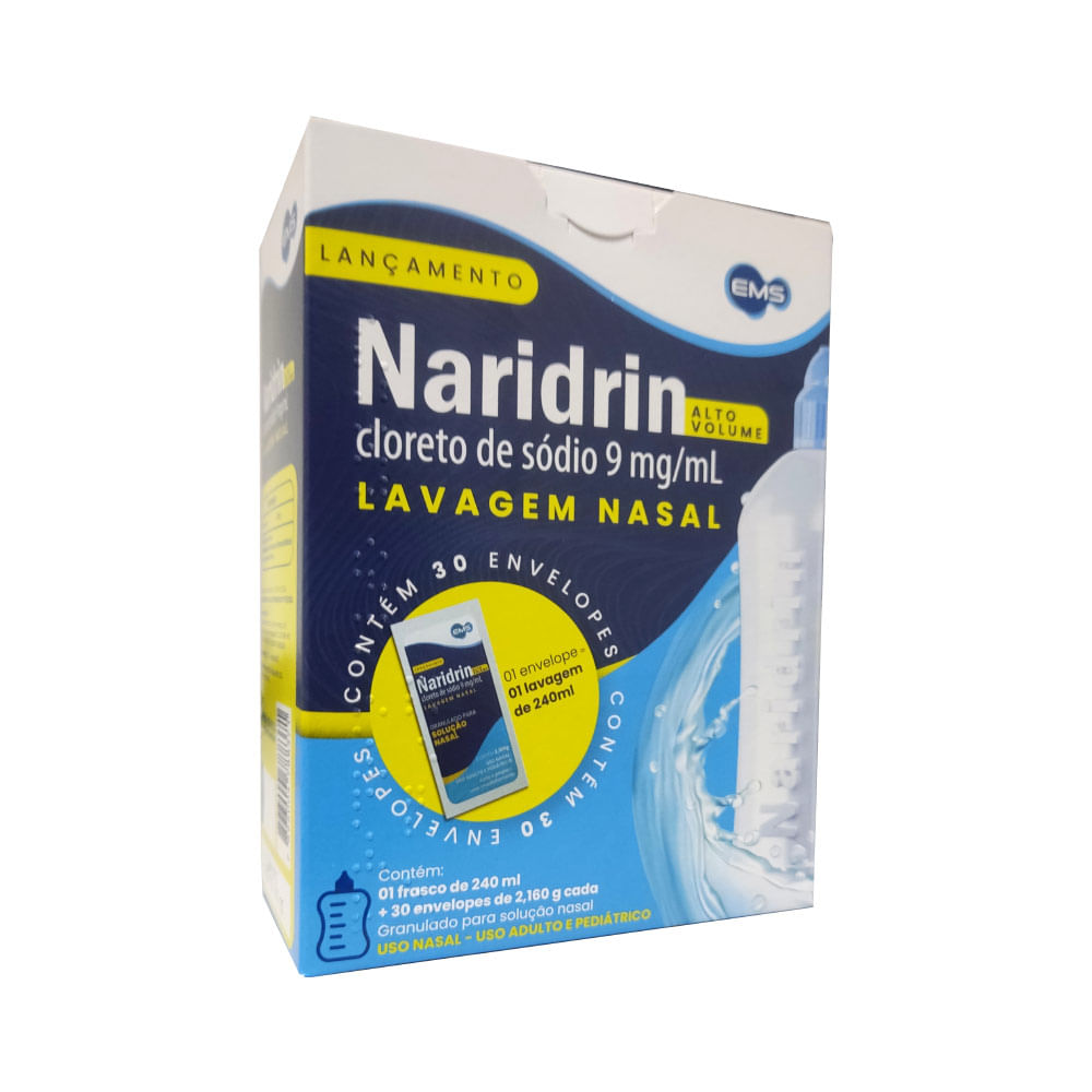NARIDRIN ALTO VOLUME COM 30 ENVELOPES 0,9% + APLICADOR - Drogaria