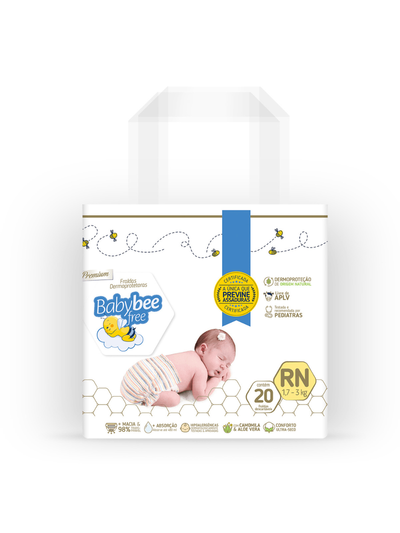 Fralda-Baby-Bee-Free-Com-20-Tamanho-Rn-Dermoprotetora