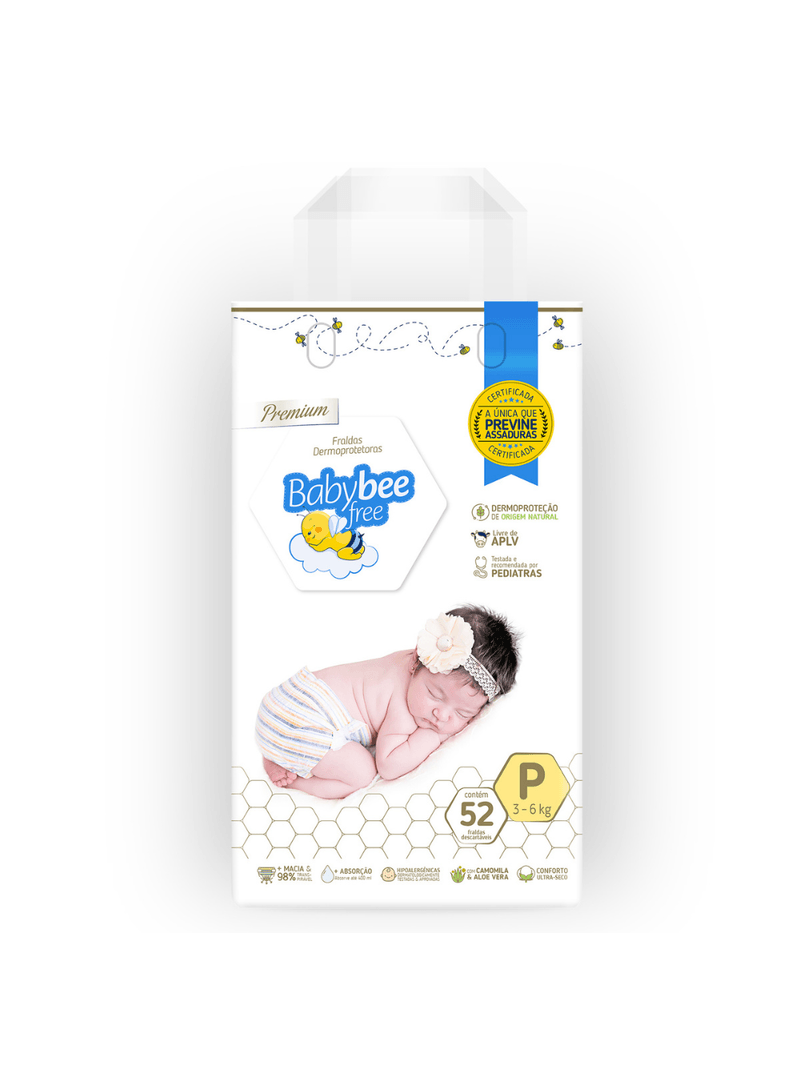 Fralda-Baby-Bee-Free-Com-52-Tamanho-P-Dermoprotetora