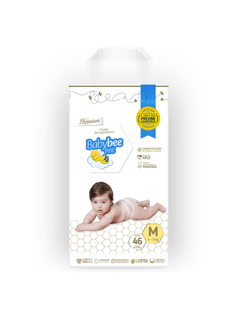 Fralda-Baby-Bee-Free-Com-46-Tamanho-M-Dermoprotetora