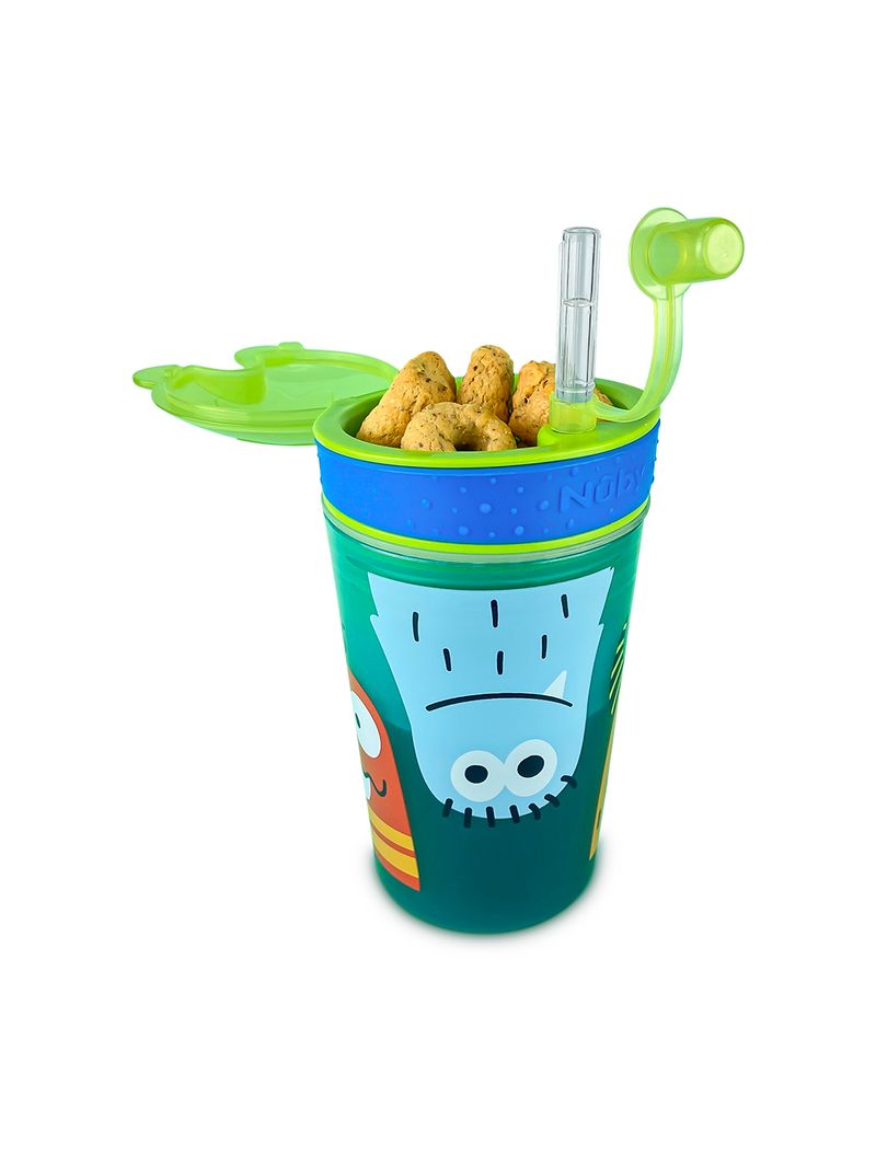 Copo-Nuby-2-Em-1-270ml-Com-Canudo-Porta-Snack-Azul