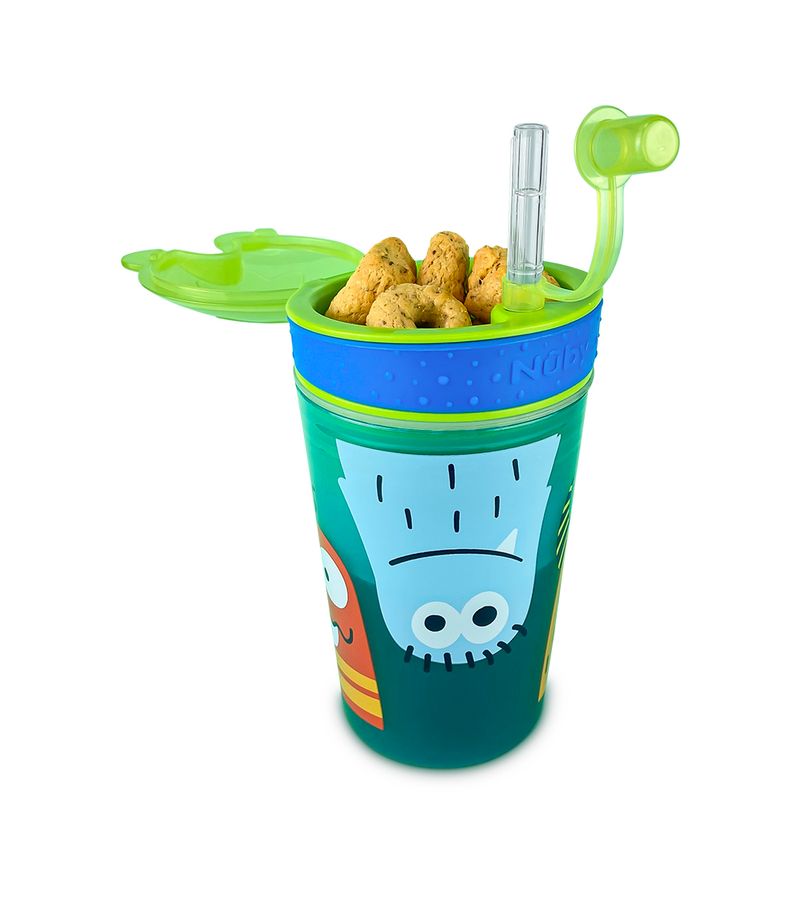 Copo-Nuby-2-Em-1-270ml-Com-Canudo-Porta-Snack-Azul