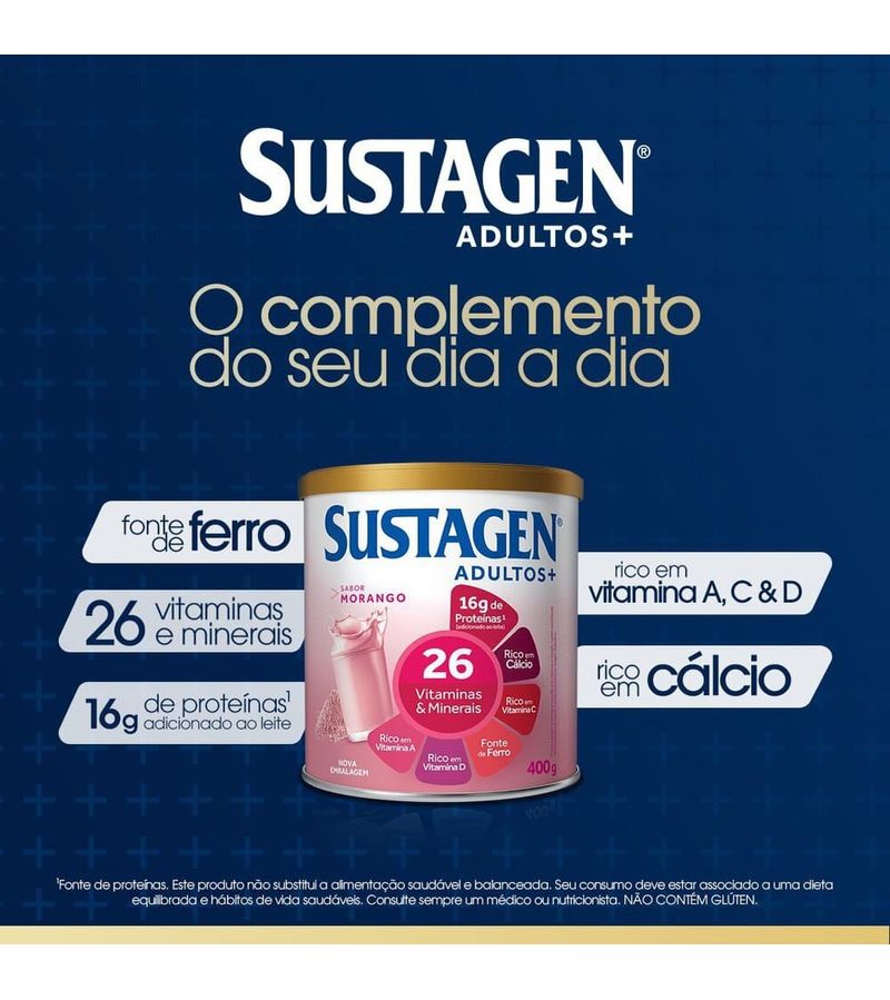 Complemento-Alimentar-Sustagen-Adultos--Sabor-Morango---Lata-400g