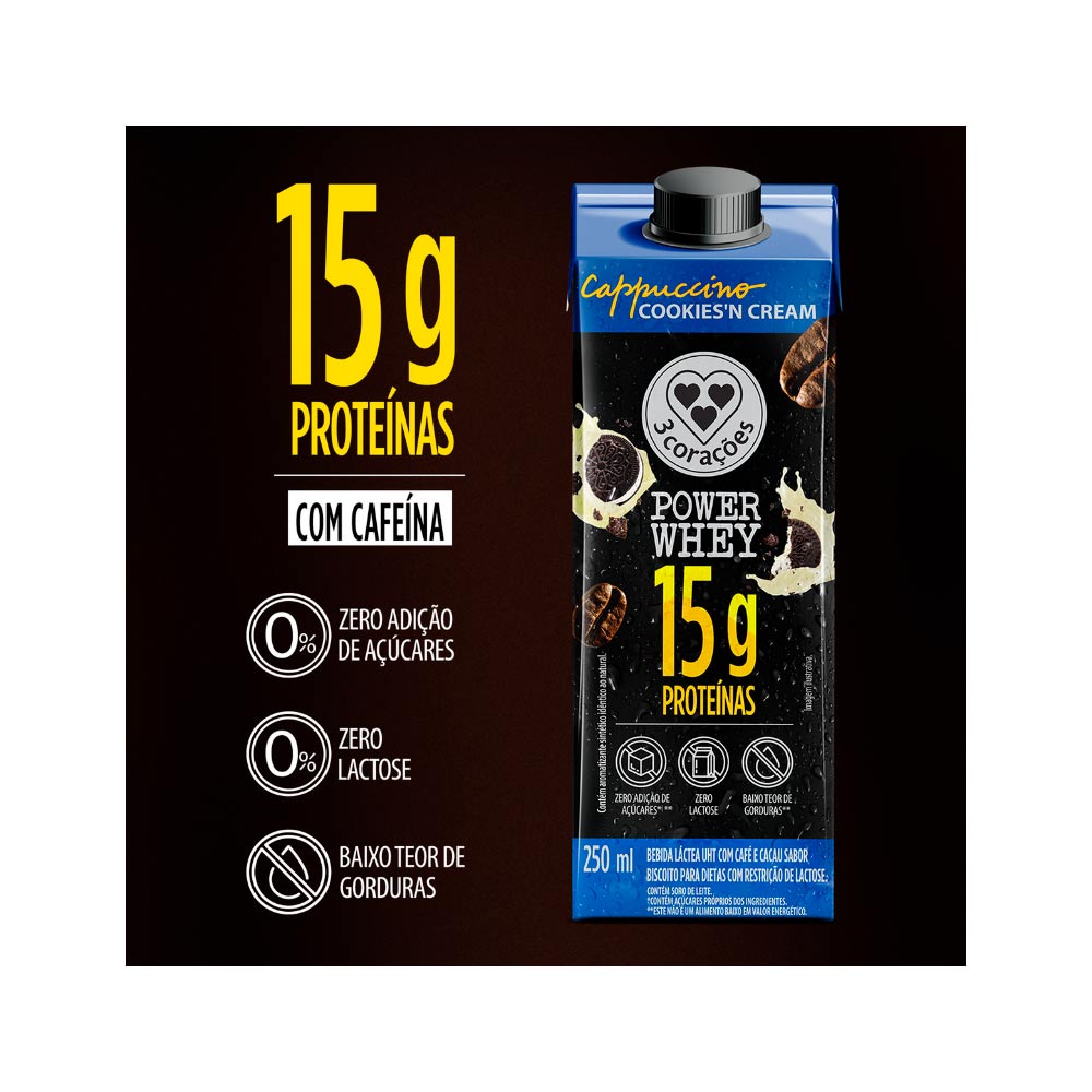 POWER WHEY 15G CAPPUCCINO 250ML COOKIES - Drogaria Catarinense