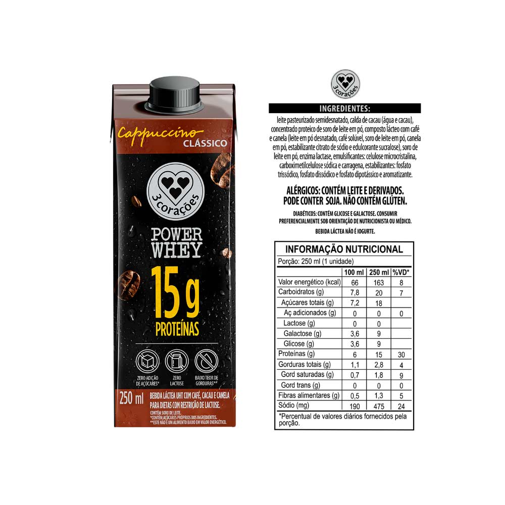 POWER WHEY 15G CAPPUCCINO 250ML CLASSICO - Drogaria Catarinense