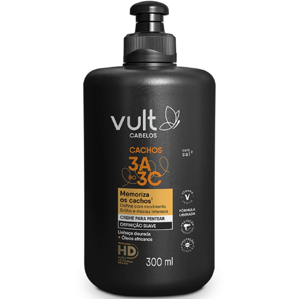CREME PARA PENTEAR VULT CABELOS 300ML CACHOS 3A AO 3C - Drogaria