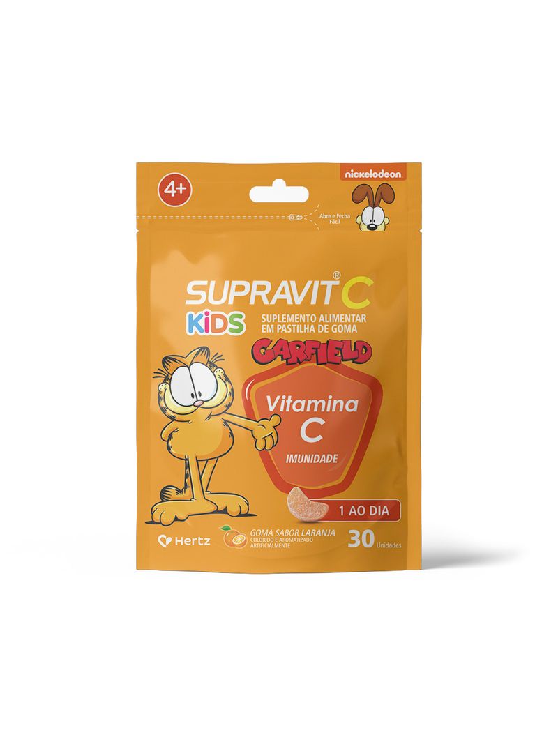 SUPRAVIT-C-GARFIELD-KIDS	C-30-GOMAS-LARANJA-IMUNIDADE