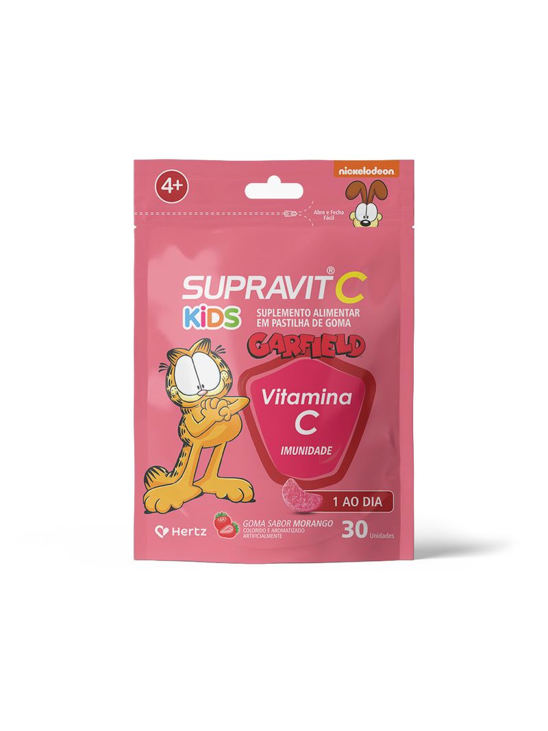 SUPRAVIT-C-GARFIELD-KIDS	C-30-GOMAS-MORANGO-IMUNIDADE