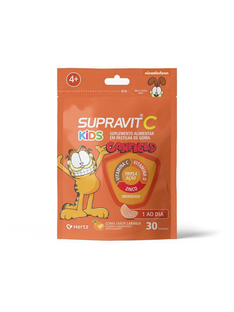 SUPRAVIT-C-GARFIELD-KIDS	C-30-GOMAS-LARANJA-TRIPLA-ACAO